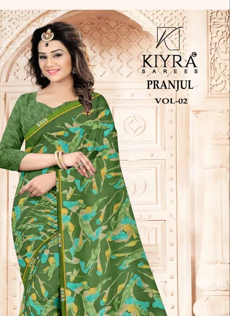 Pranjul Vol 2 By Kiyra Georgette Printed Daily Wear Saree Suppliers In India
